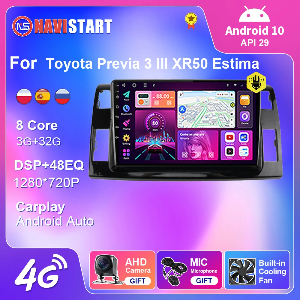 

NAVISTART Android 10 автомобильное радио для Toyota Previa XR50 3 III 2006 -2019 Estima AHR20 XR50 3 2006-2016 4G WIFI GPS Навигация DVD