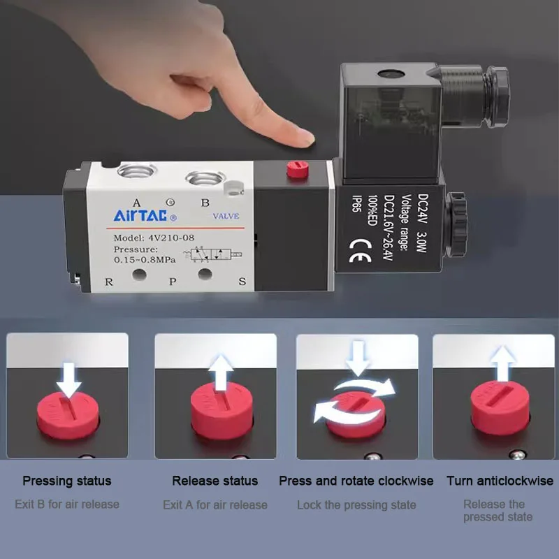 Электрический электромагнитный клапан AirTAC 4V110-06 4V210-08 4V310-10 4V410-15