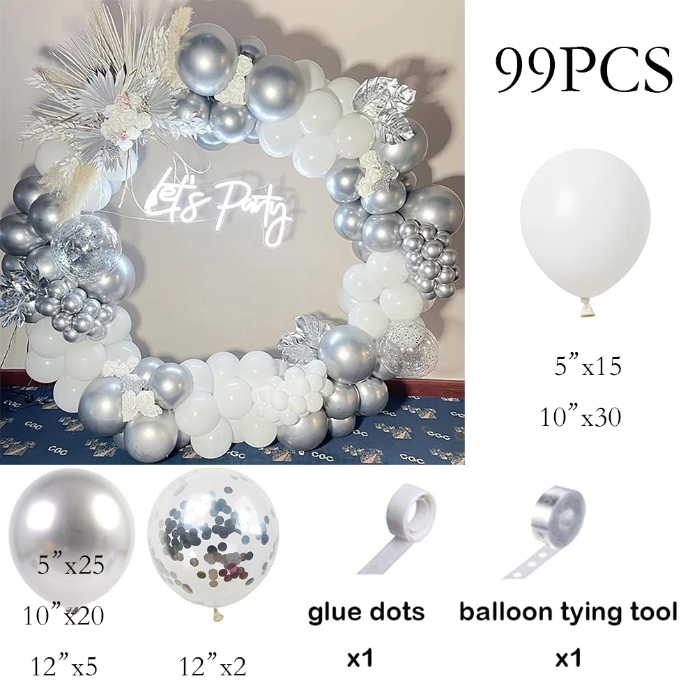 Белая свадебная Декоративная гирлянда с воздушными шарами металлическая