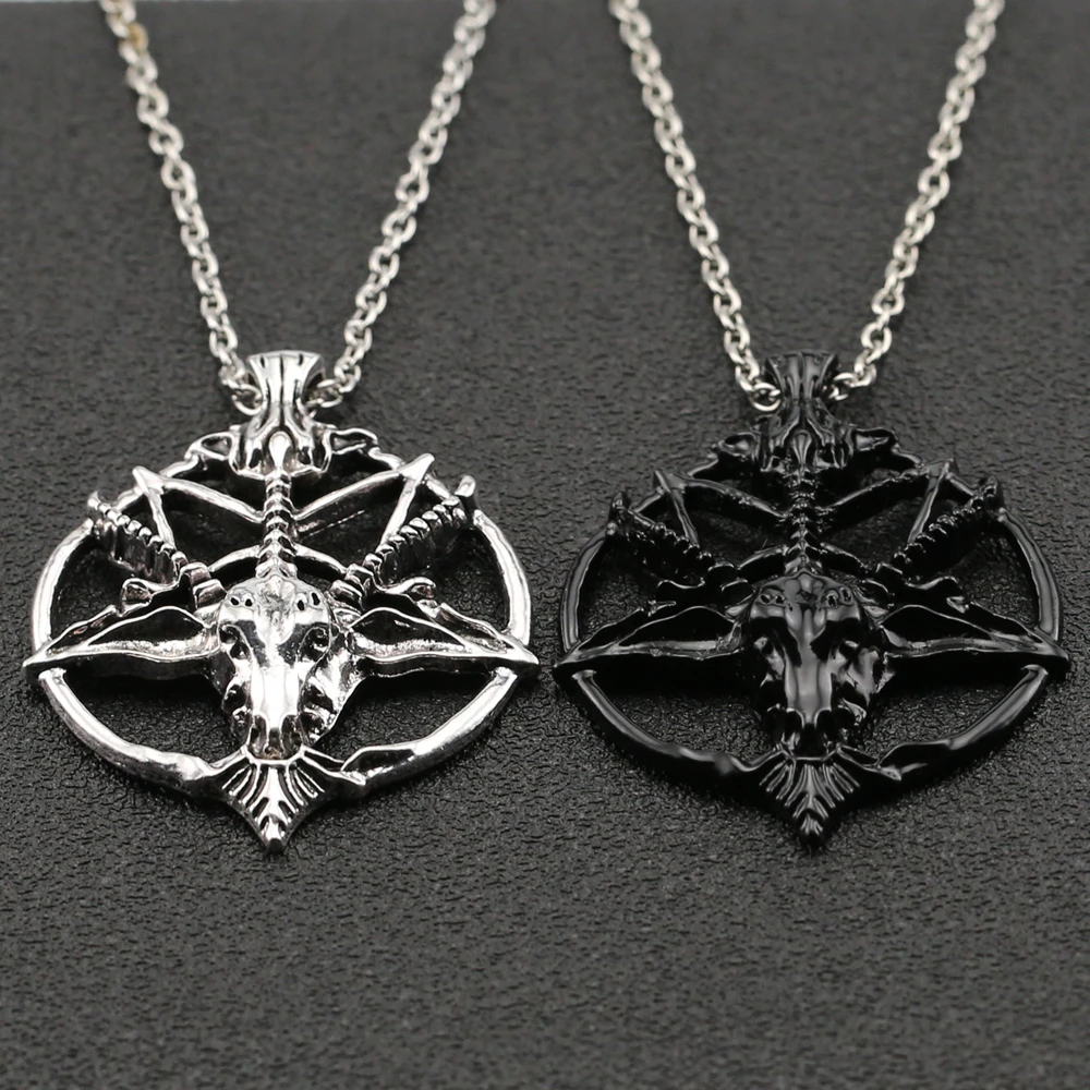 Ожерелье в виде сковороды богов козы головы рога черепа демона пентаграмма кулон