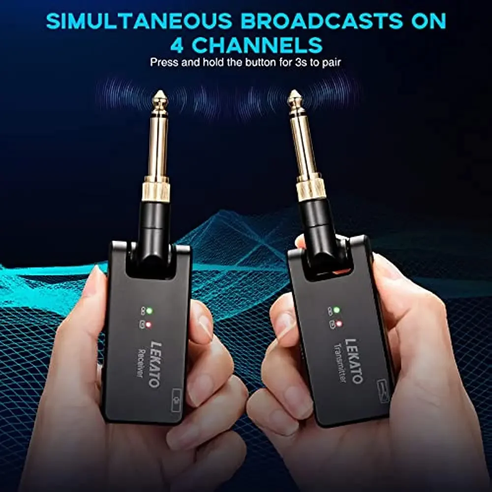 Фото Новый беспроводной гитарный комплект Plug-&Play Lekato Ws-100, 2,4 ГГц, перезаряжаемая система - автоматическое сопряжение Tx/rx №5