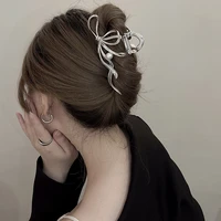 ruoshui woman luxury ribbon design pearl silver hair claws barrettes hairpins ladies hair accessories hair clips hairgrip