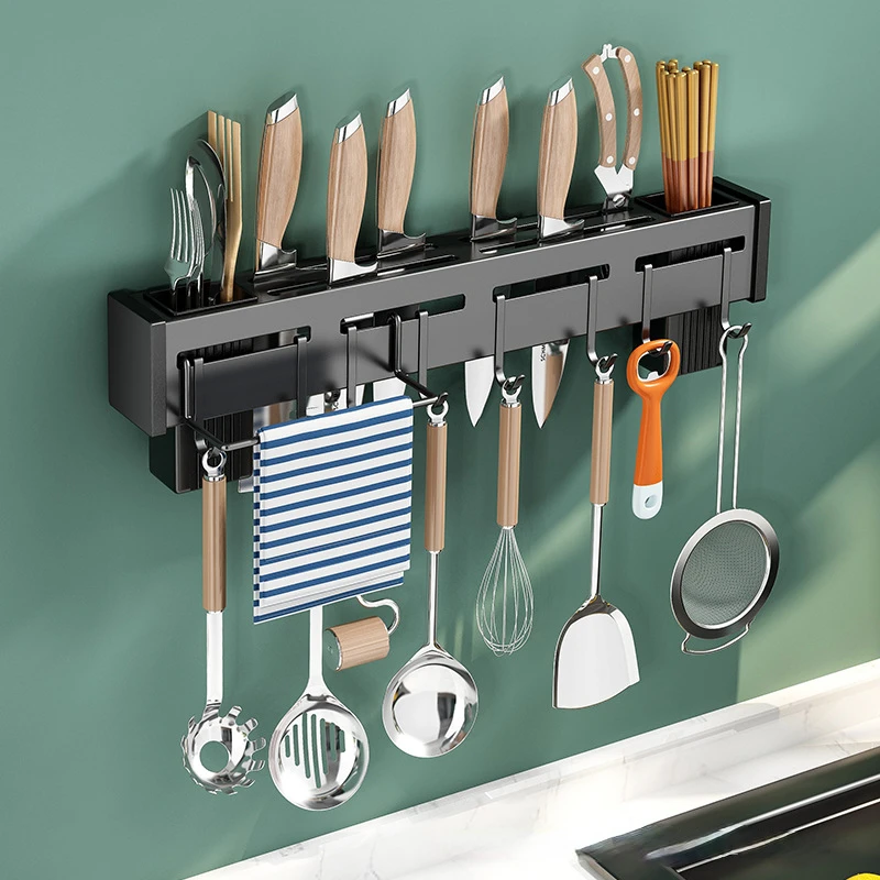 

Stainless steel knife holder chopsticks barrel knife multi-functional storage rack punch-free wall-mounted kitchen rack