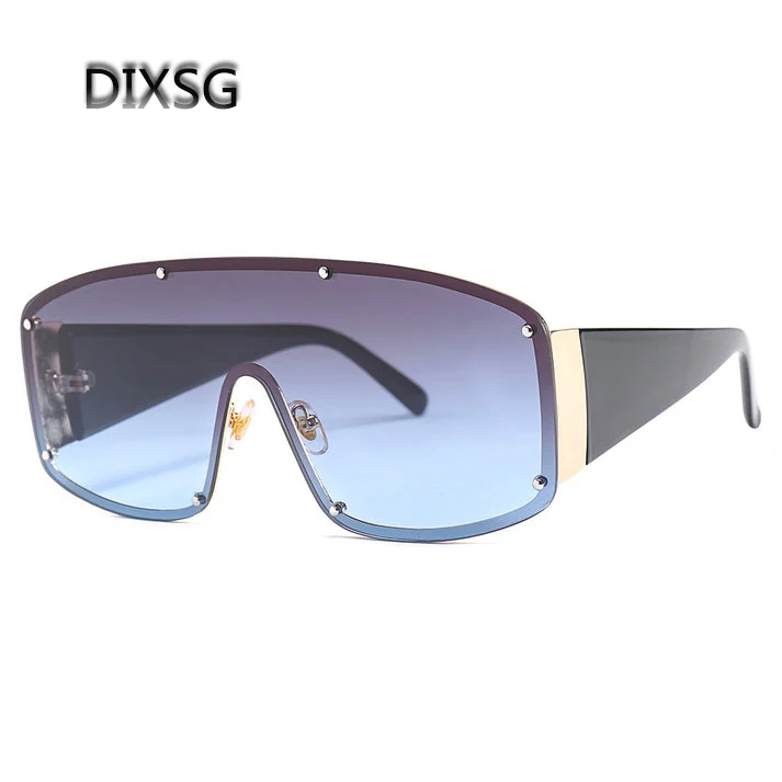 

Retro Vintage Metal Wide Temples Frame Square Metal Colorful Shield Style Oversized Women Sunglasses