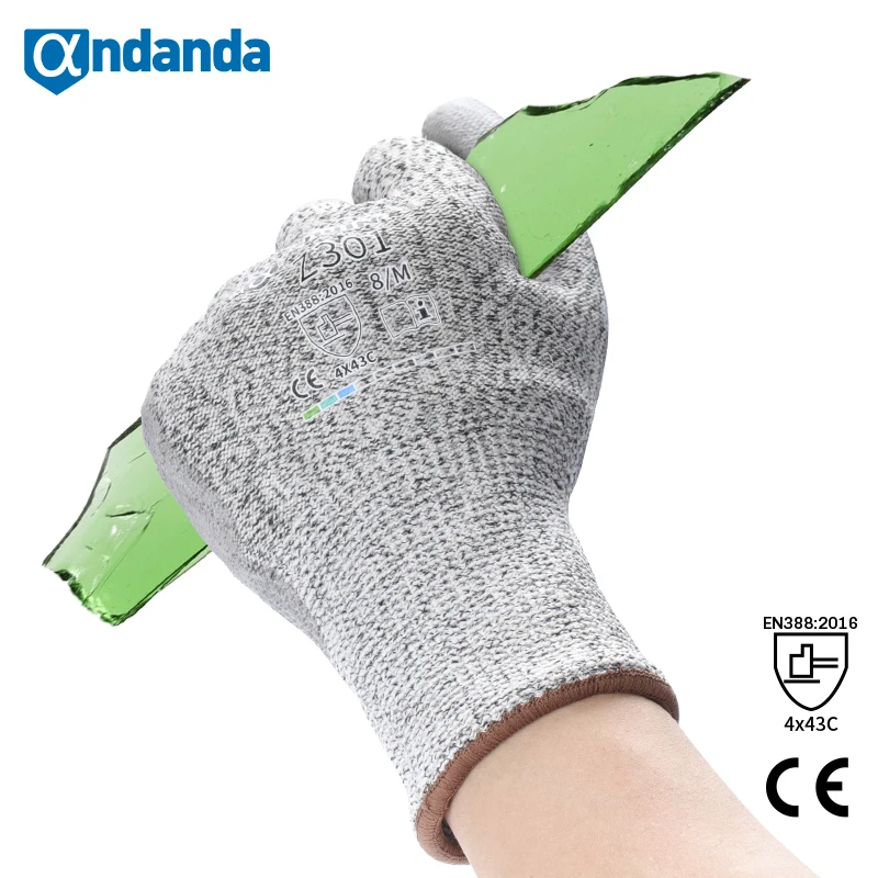 

Andanda Work Gloves Leavel 5 PU Coated Cut Resistant Gloves Palm Dipped Anti-Cut Safety Work Gloves Cut Security Protection