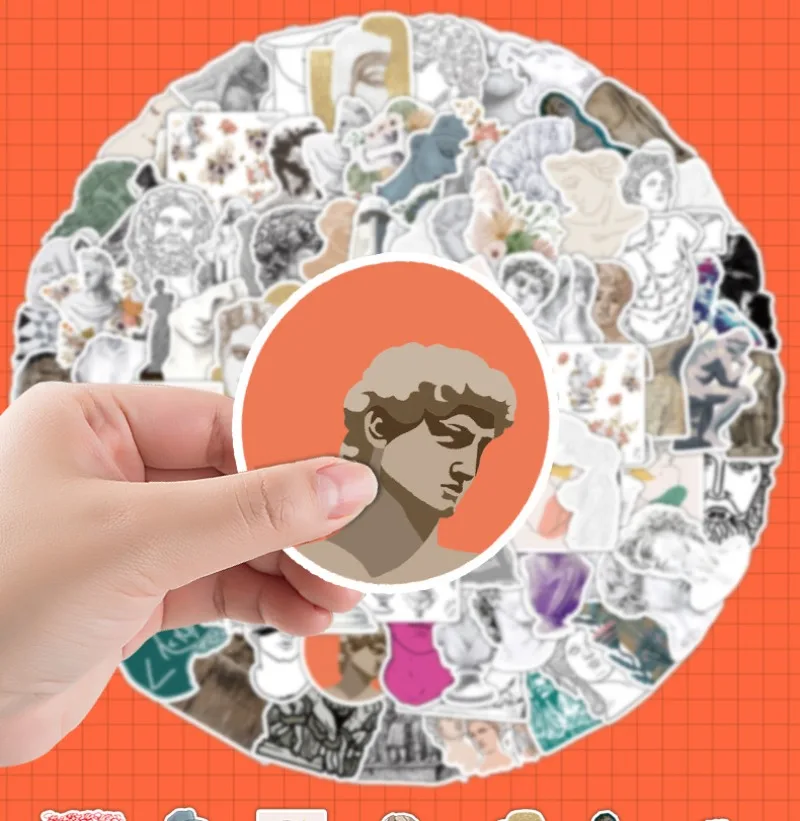 

50/100Pcs Creative Art Sculpture Style Graffiti Sticker Laptop Suitcase Refrigerator Decorative Stickers Waterproof Wholesale