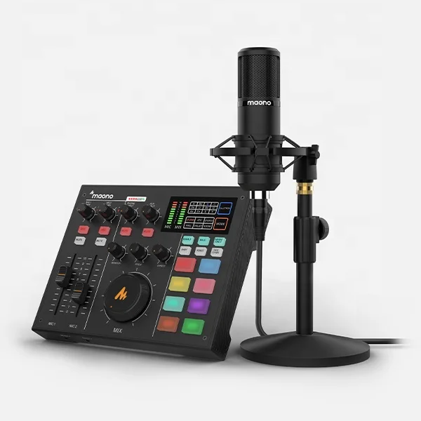 

MAONO Music Production Studio Audio Interface Recording Mixer Microphone With Dj Monitor Headphone Live Streaming Sound Card Kit