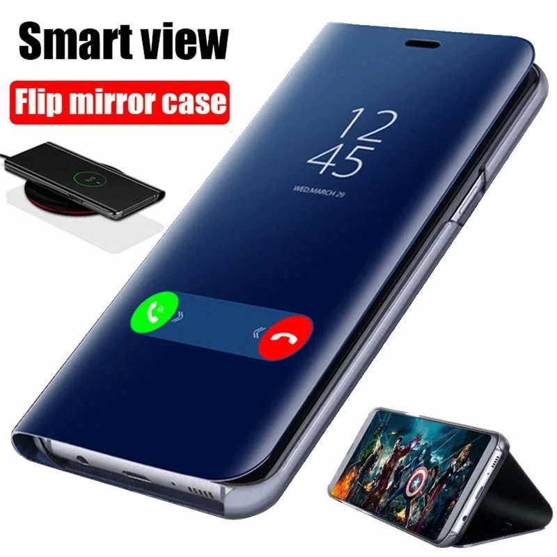 

Умный зеркальный чехол для Samsung Galaxy S8 S6 S7 edge S9 S10 Plus, флип-чехол для телефона Samsung S21 S20 Ultra Note 10 20 Plus, чехол
