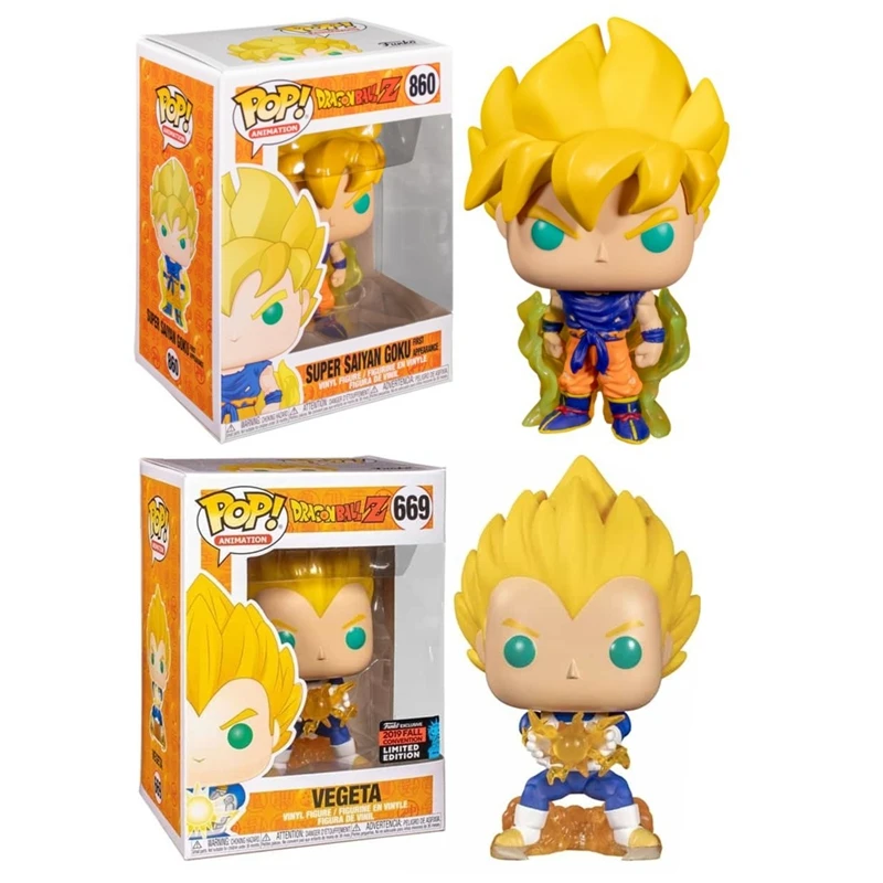 Фигурка аниме funko pop Dragon Ballz SUPER SAIYAN GOKU #860 Vegeta #669, экшн-фигурка, коллекционные игрушки, куклы, подарки для детей