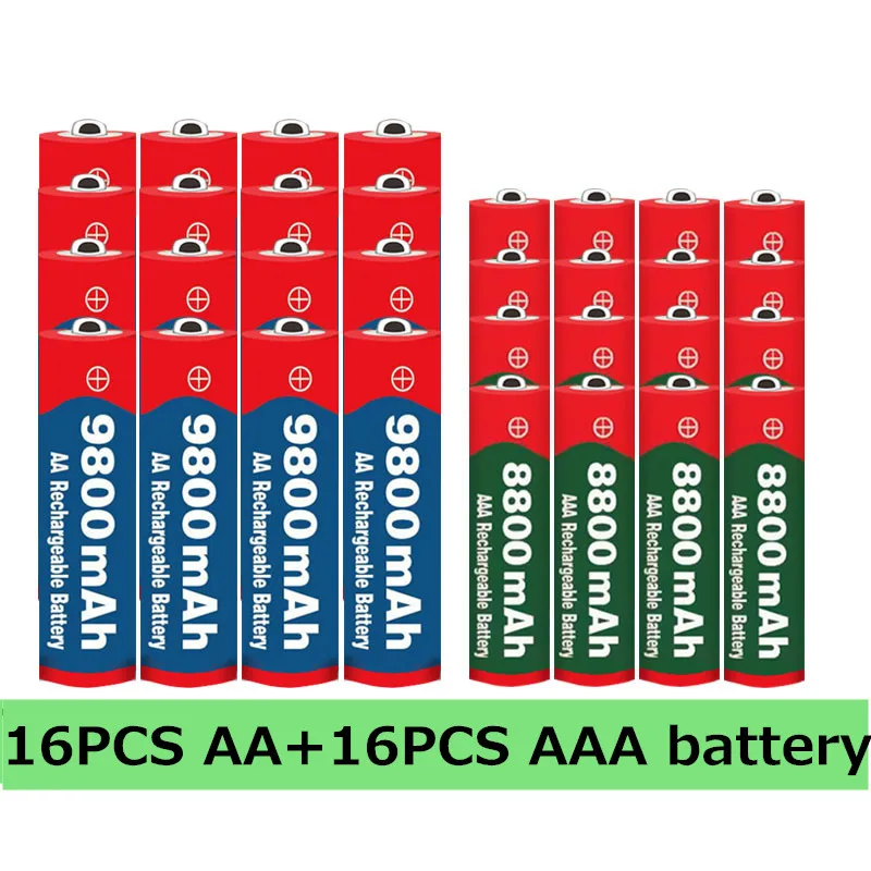 Новинка 1 5 в AA 9800 мАч + AAA 8800 Щелочная аккумуляторная батарея для часов игрушек