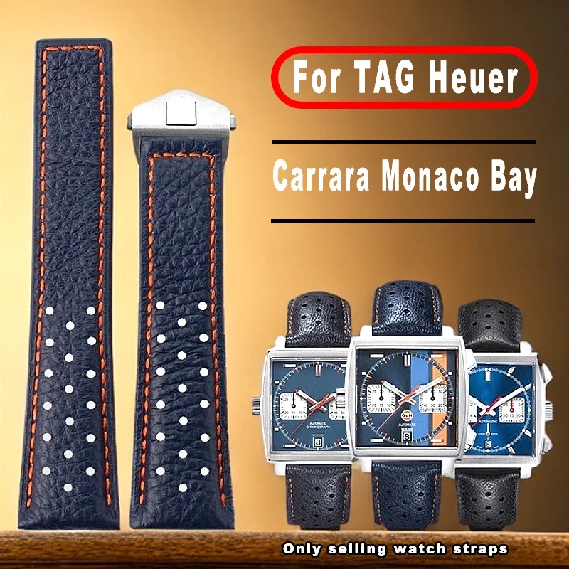 Фото Ремешок для часов TAG Heuer Monaco Carrara CAW211M 211P CAW211R 211T, дышащий, 22 мм, из коровьей кожи, мужской, с раскладывающейся застежкой. №1