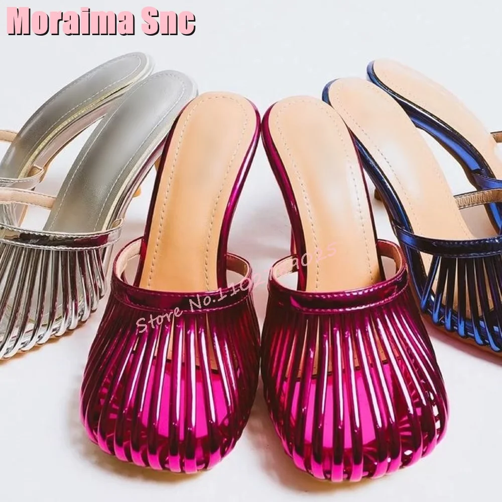 Шлепанцы женские с круглым носком лакированная кожа без застежки высокий