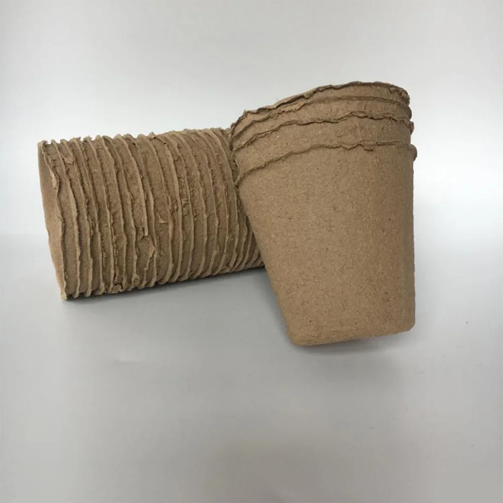 

20 PC Serving Tray Round Peat Pot Grower Sapling Paper Nursery Pots Starter Tray Germination Trays