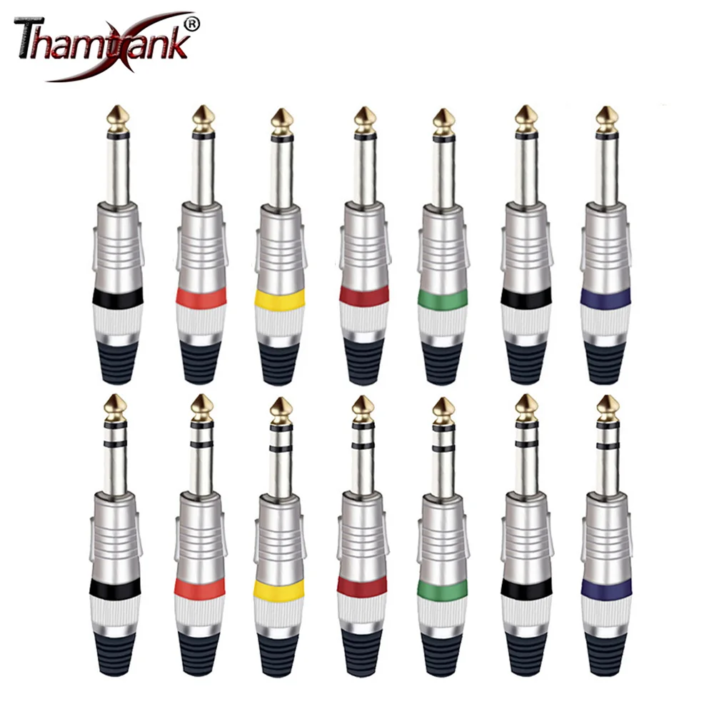 10PCS MONO/Stereo Jack 6.35mm Wire Connectors Audio Speaker 6.35mm Amplifier Microphone TS TRS Plug Nickel Plated