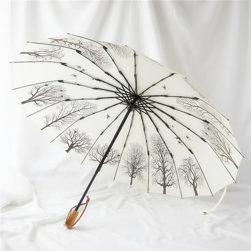 

Strong White Umbrella Outdoor Clear Japanese Outside 16 Bone Rain Umbrella 3-Folding Women Anime Regenschirm Rain Gear BH50UM