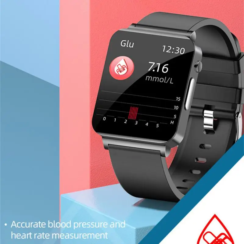 

Умные часы KS03, неинвазивный глюкометр, 1,72 дюйма, пульсометр, мониторинг температуры тела, фитнес-трекер, браслет