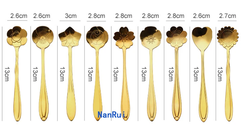 Набор золотых чайных ложек 9 шт. чайные ложки маленький красивый цветок