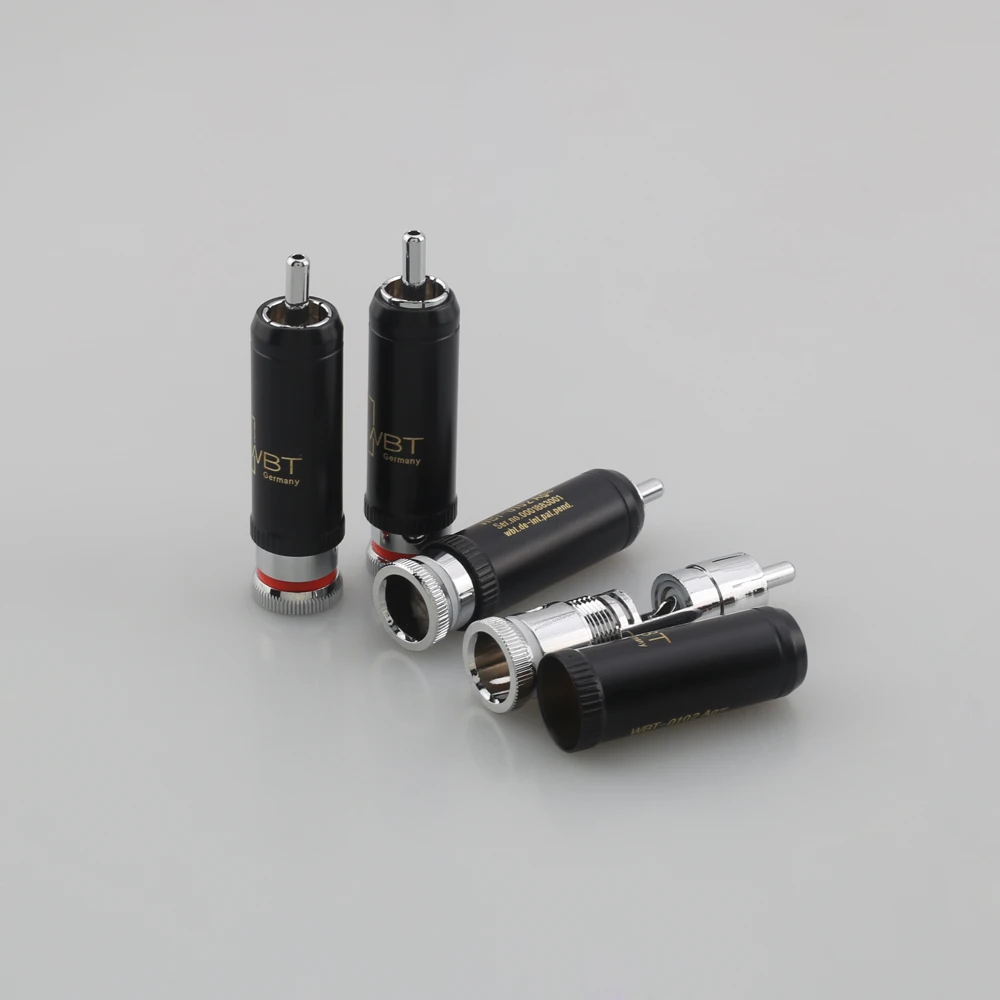 4pcs HIFI 0102AG Rhodium Plated rca plug for audio signal cable rca connector audio terminal RCA head