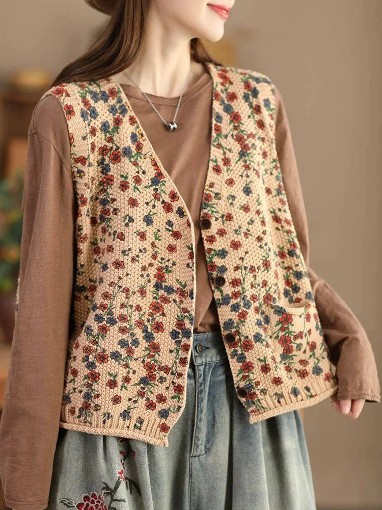 Короткий кардиган для мам среднего возраста жилет Ранняя осень трикотажный топ