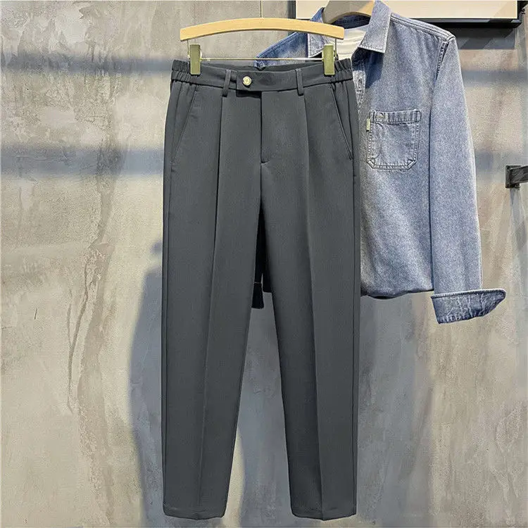 Брюки мужские прямые деловые, элегантные облегающие повседневные Длинные Формальные штаны, H221, весна-лето