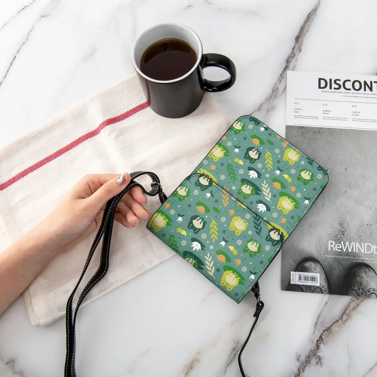 Сумка на плечо с рисунком симпатичной лягушки сумка в стиле ретро зелеными