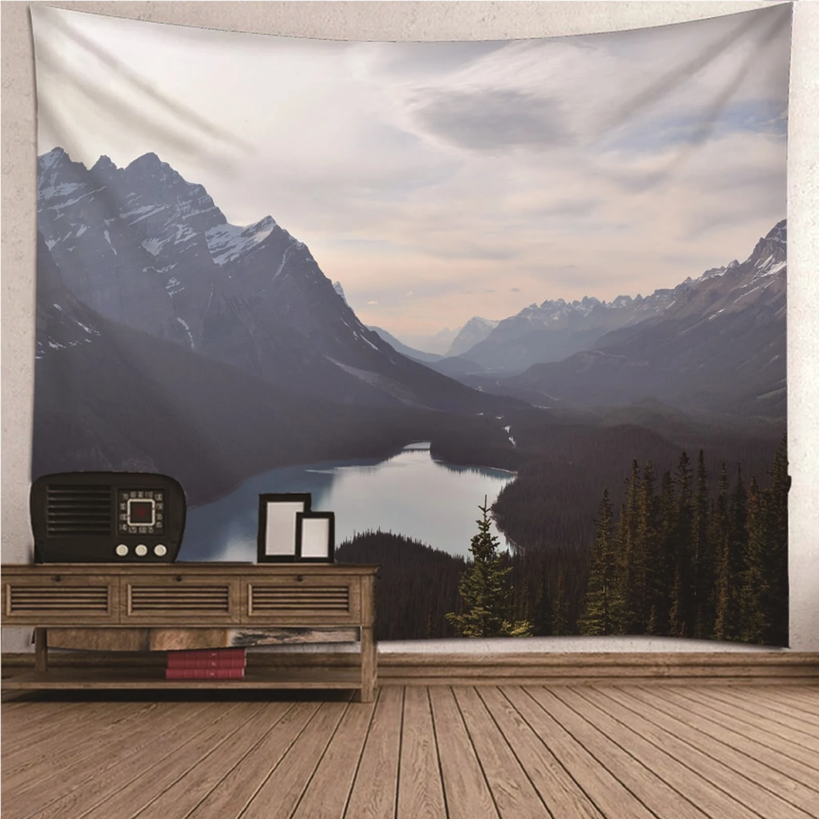 

Tapestry Large Tapestries For Bedroom natural scenery High Mountains & River Wall Hanging Blanket Dorm Art Decor Covering