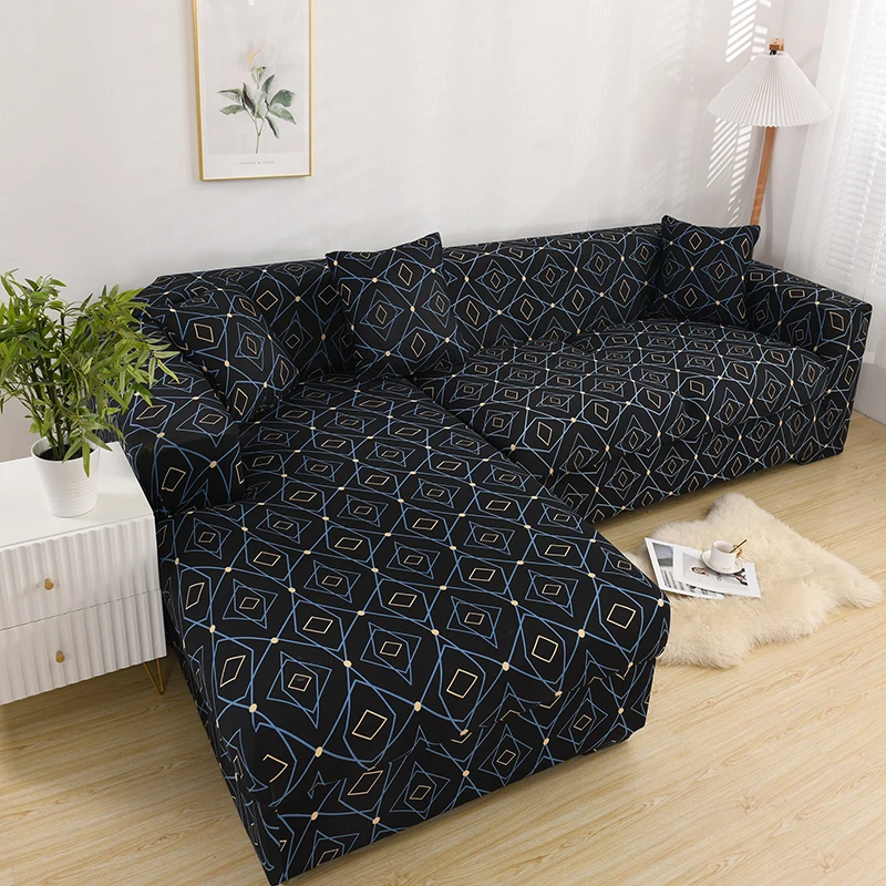 

New Styal L-shaped Printing Sofa Cover Plain Corner Sofa Cover For Living Room Elastic Cloth Sofa Covers 1/2/3/4 Seats