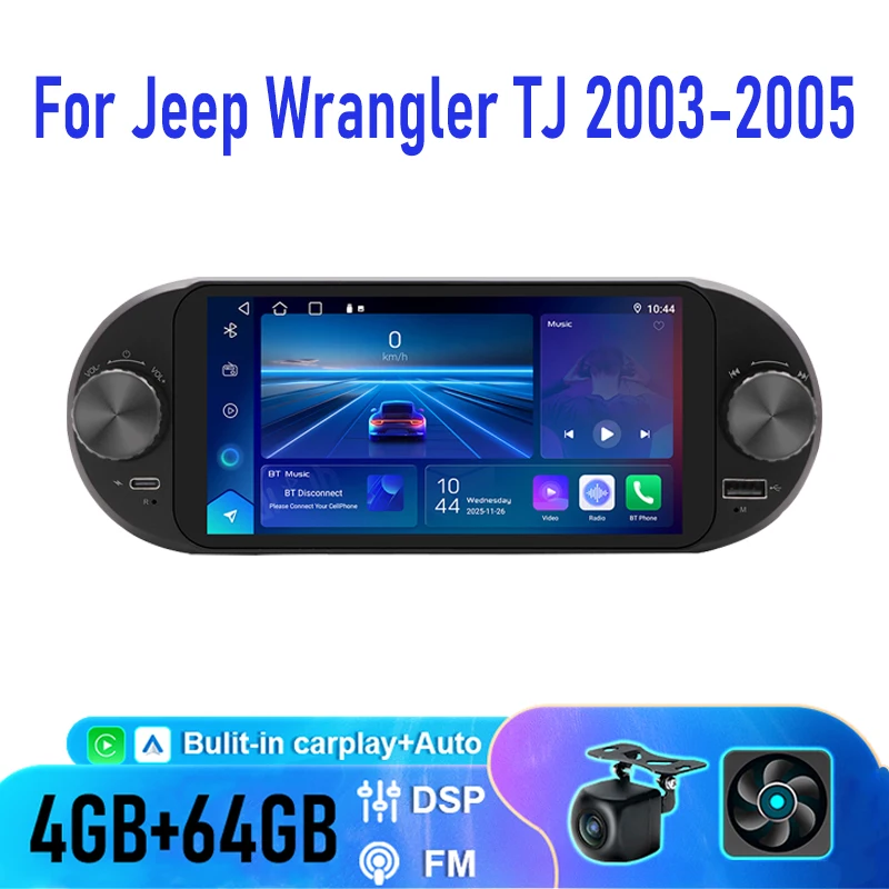 6,8 ''4 + 64 ГБ для Jeep Wrangler TJ 2003-2005 автомобильная радиокамера стерео рулевое управление Android 15 авто GPS BT Wi-Fi (art.: 3920d4bd507ee) - 3920d4bd507ee