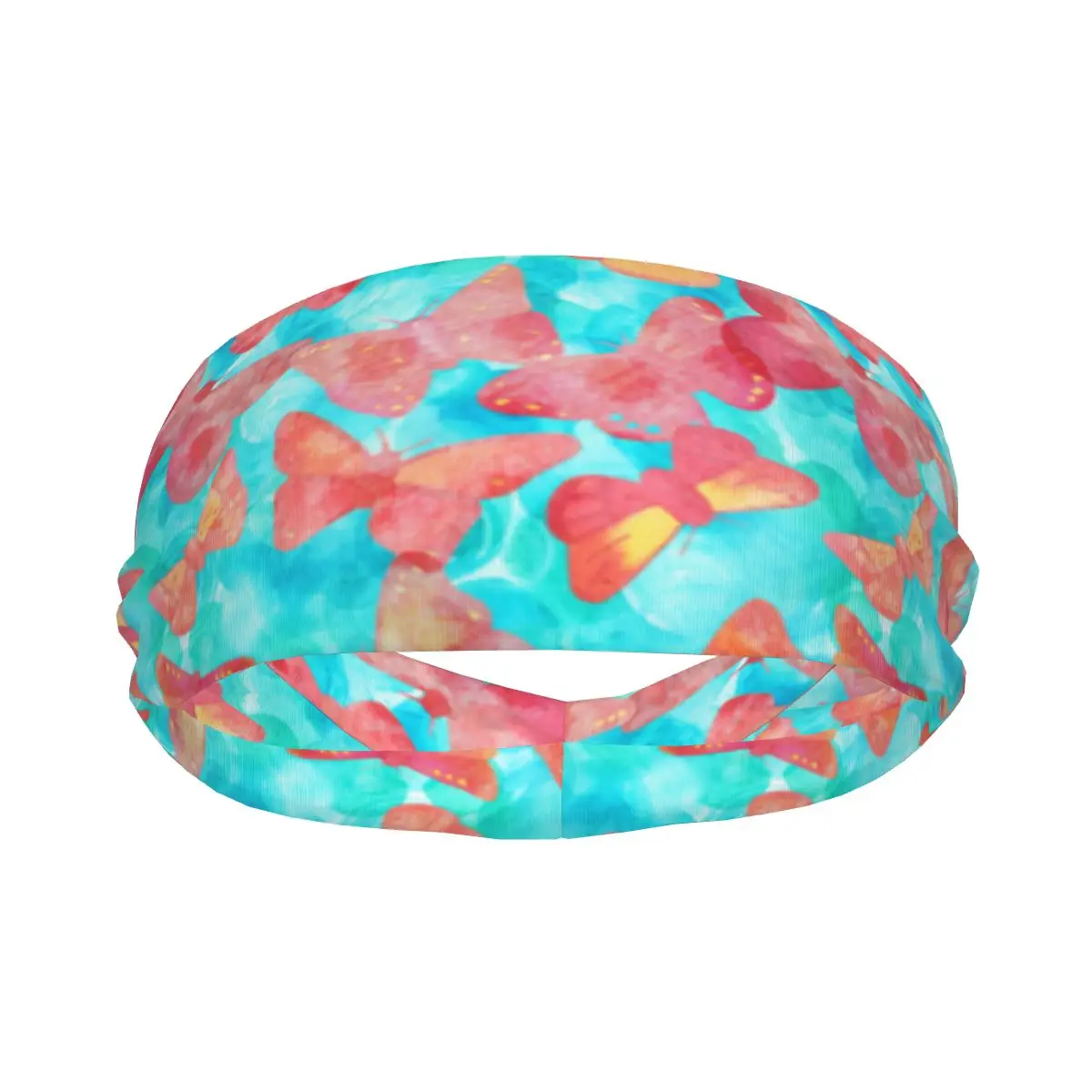 

Sports Headband Portable Hair Band Butterflies Teal Blue Print Hair Wrap Brace Cycling Running Exercising Sweatband