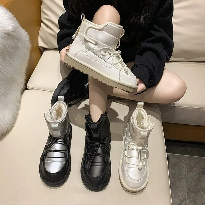 

2021 Winter Women Fashion Snow Boots Chunky Ankle Boots Ulzzang Women's Platform Boots Woman Plush Shoes Padded Boots Keep Warm