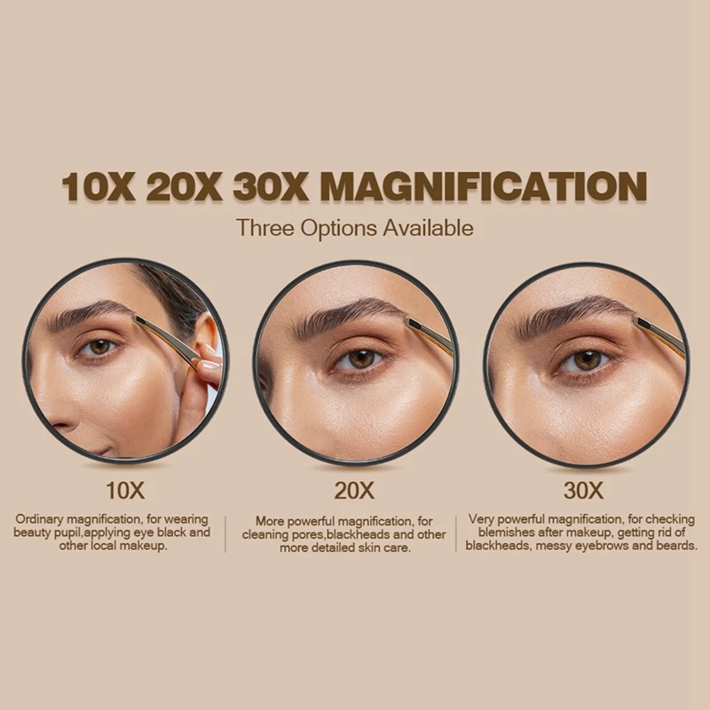 Увеличительное зеркало с пинцетом. для макияжа 2 присосками ухода за волосами и