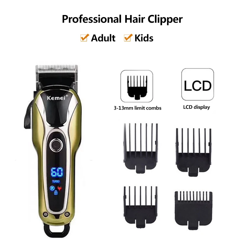 WEASTI Professional Barber Hair Clipper Rechargeable Electric T-Outliner Finish Cutting Machine Beard Trimmer Shaver Cordless
