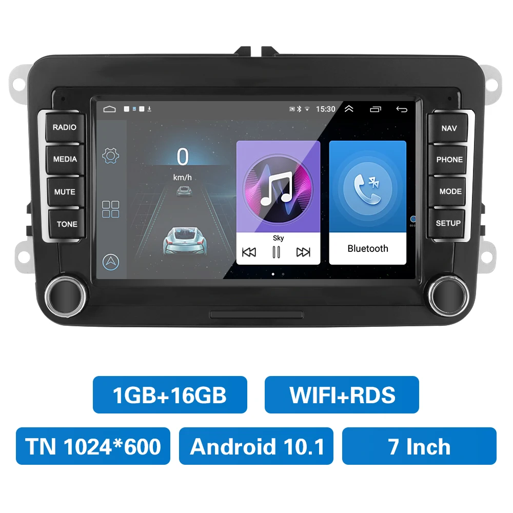 

7 Inch 2 Din Android 10.1 Car Radio 1G+16G Multimedia Player Bluetooth WiFi GPS For VW/Volkswagen Seat Skoda Golf Passat