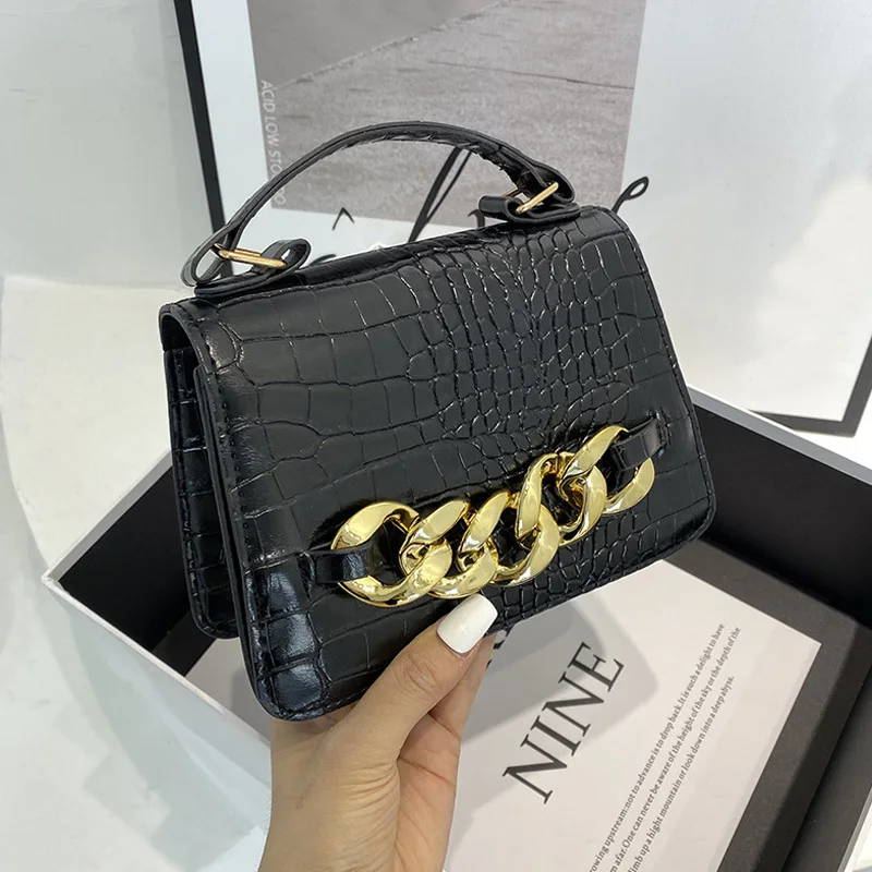 

New Fashion Chain Decoration Crossbody Bags Pu Leather Flap Women Shoulder Bag Casual Designer Ladies Handbags