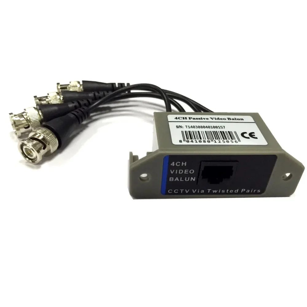 AZISHN 4-канальный HD пассивный видеобалун-трансивер BNC к UTP RJ45 CCTV через витые пары для