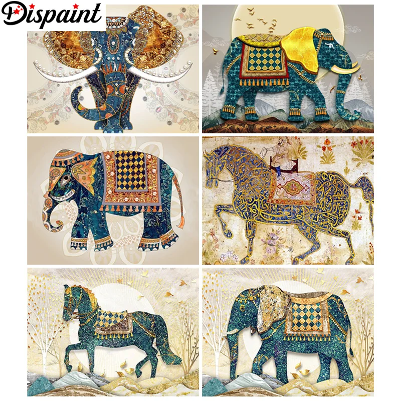 

Алмазная 5D картина Dispaint, полная Алмазная вышивка «мультяшный слон», картина из искусственных камней, домашний декор ручной работы