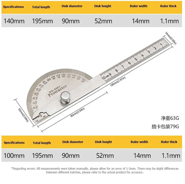 0-180 ° линейка для столярных работ транспортир из нержавеющей стали угол 0-150 мм