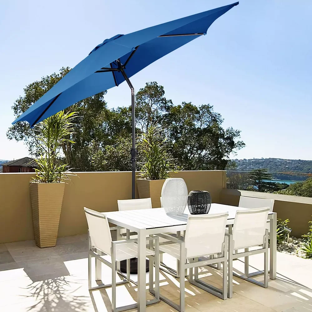 

10 FT Patio Umbrella Patio Market Steel Tilt W/ Crank Outdoor Yard Garden beach umbrella