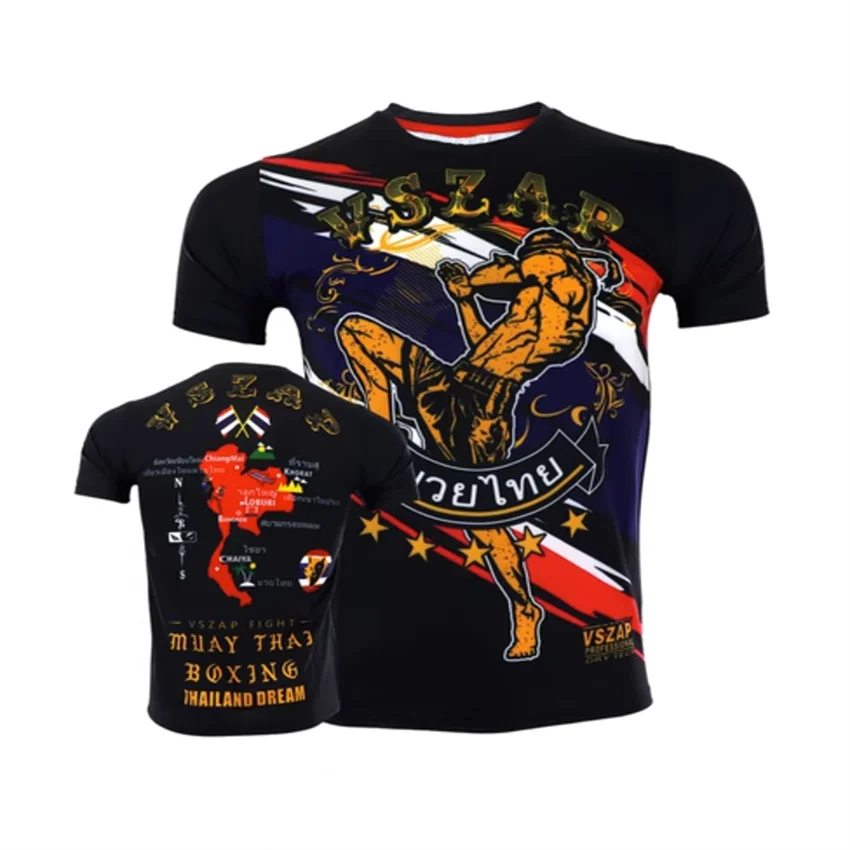 

VSZAP Muay Thai Short Sleeve Quick Dry T-shirt MMA Half Sleeve Fitness Training Sports Fighting Summer Men's T-shirt