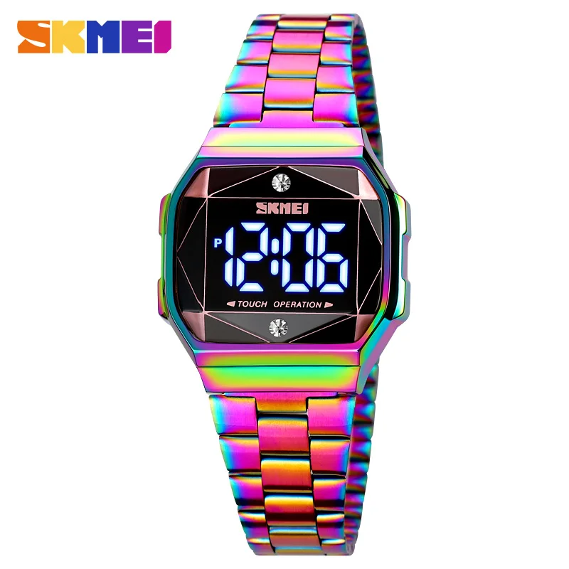

Luxury Stainless Steel Women's Watch Led Light Digital Watch Calendar Time Electronic Wristwatch Original Brand SKMEI Clock