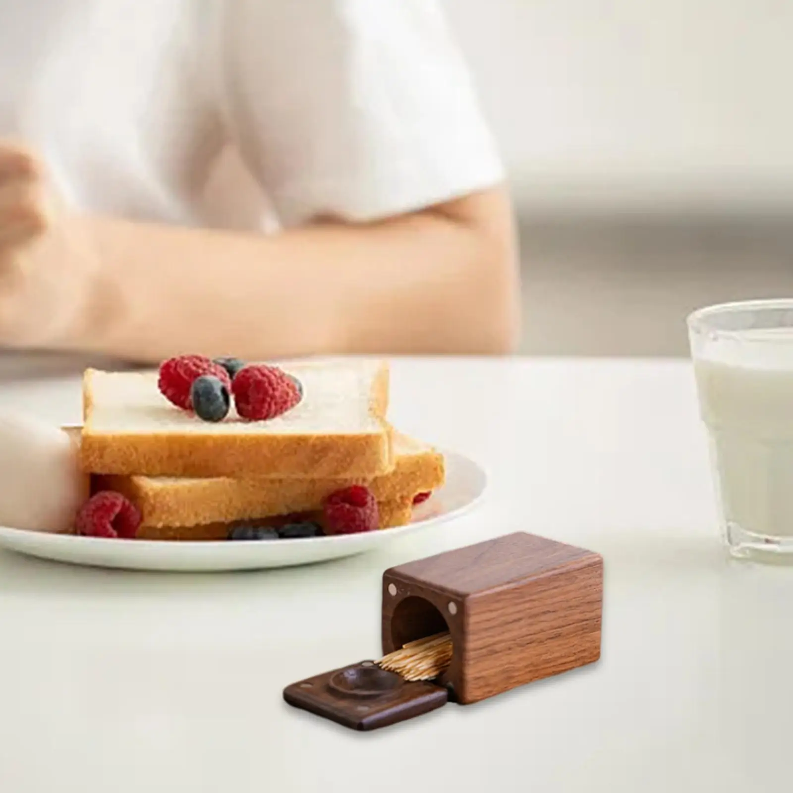 

Wooden Toothpick Holder Portable Rectangle for Dining Table Kitchen