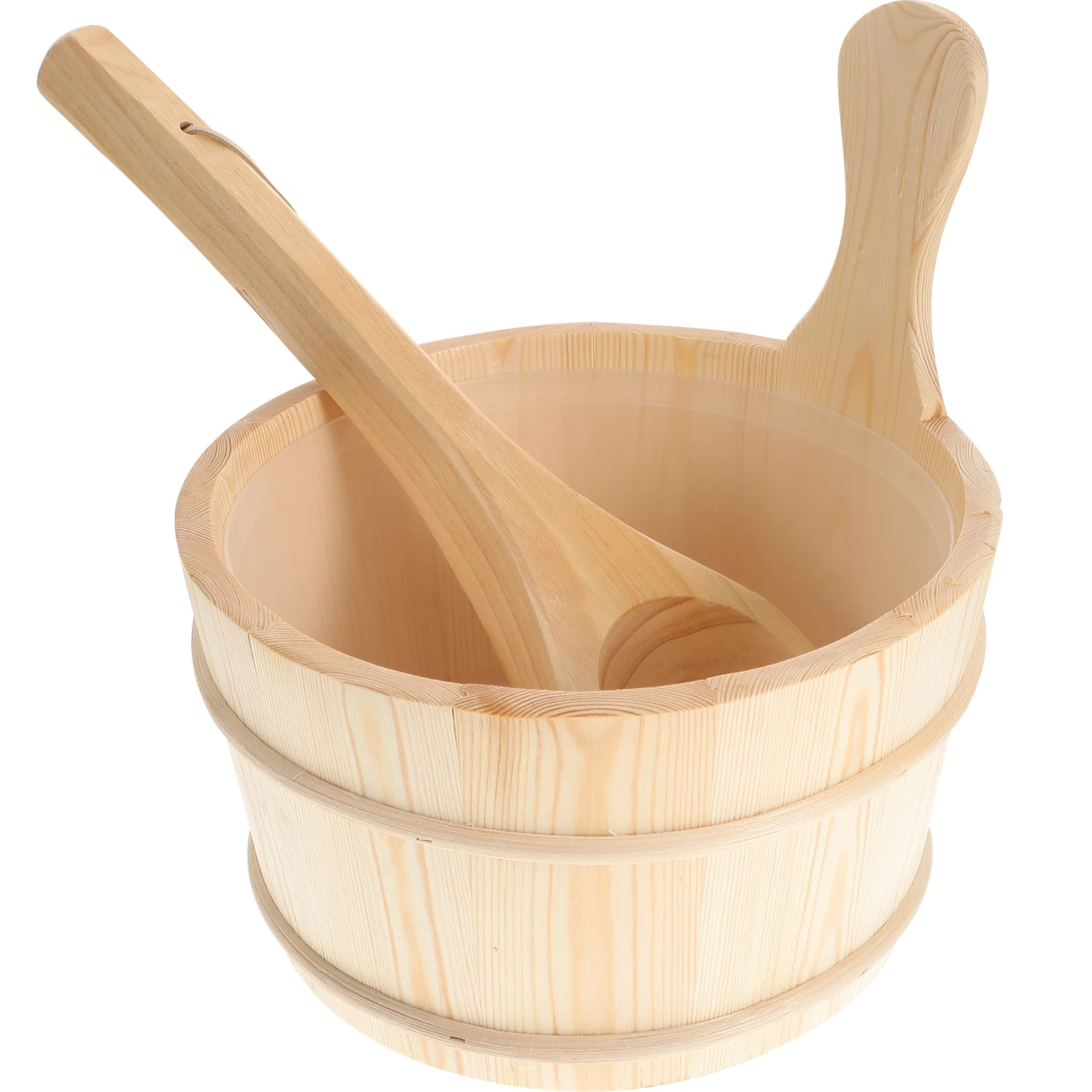 

2 wooden pail Sauna Bucket and Ladle Set for Sauna Bath Shower Wooden Bucket Spa Steam Water Accessories for sauna ladle