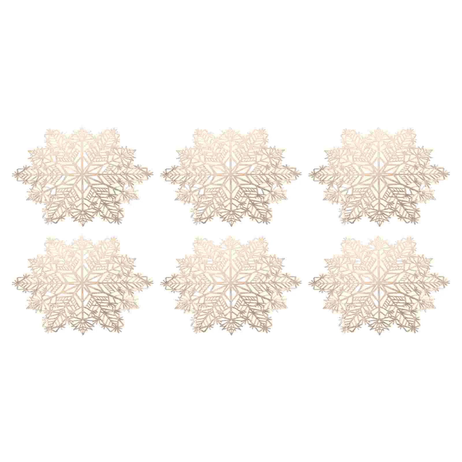 

6 Pcs Christmas Place Mat Snowflake Shaped Table Placemat Creative Cup Mat Table Mat
