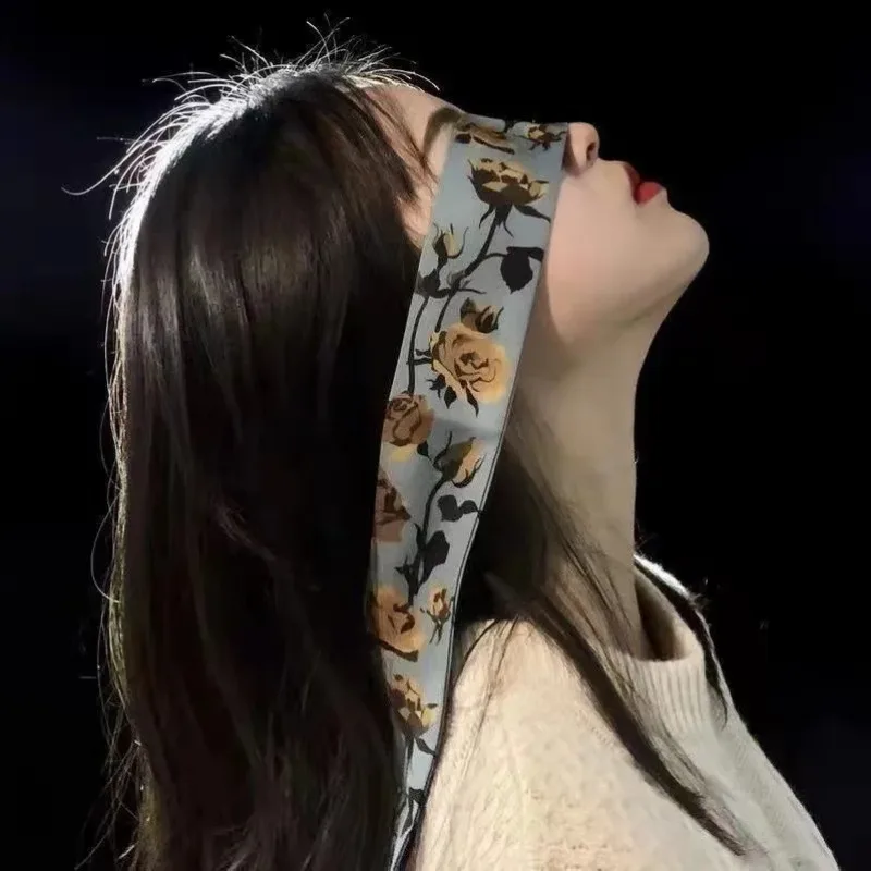 

Silk Scarf Artistic Sense Arm Bag Hair Band Belt All-Match Decorative Scarf Thin Narrow Long Ribbon Headbands for Women