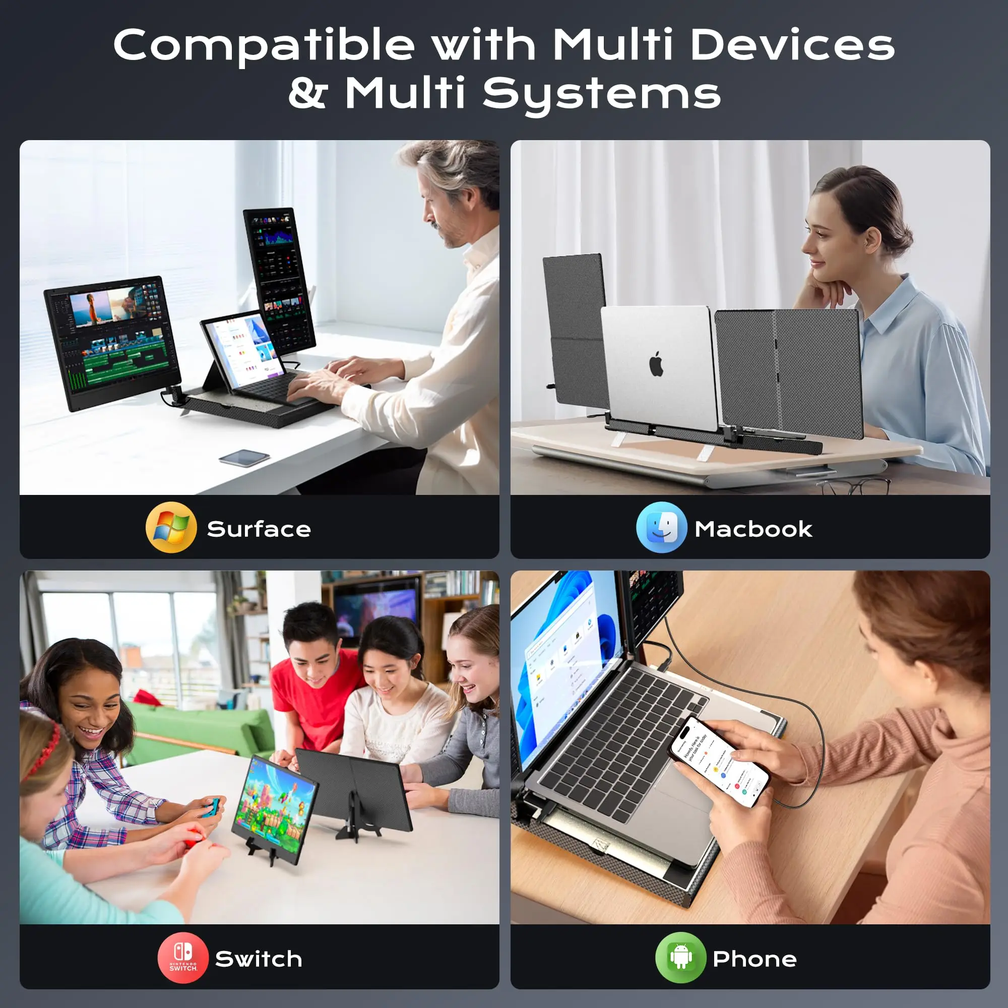 Фото Для Mac/Wins/Chrome 14-дюймовый ЖК-дисплей Plug Play IPS, легко складной, с несколькими дисплеями, USB C, удлинитель экрана ноутбука №3