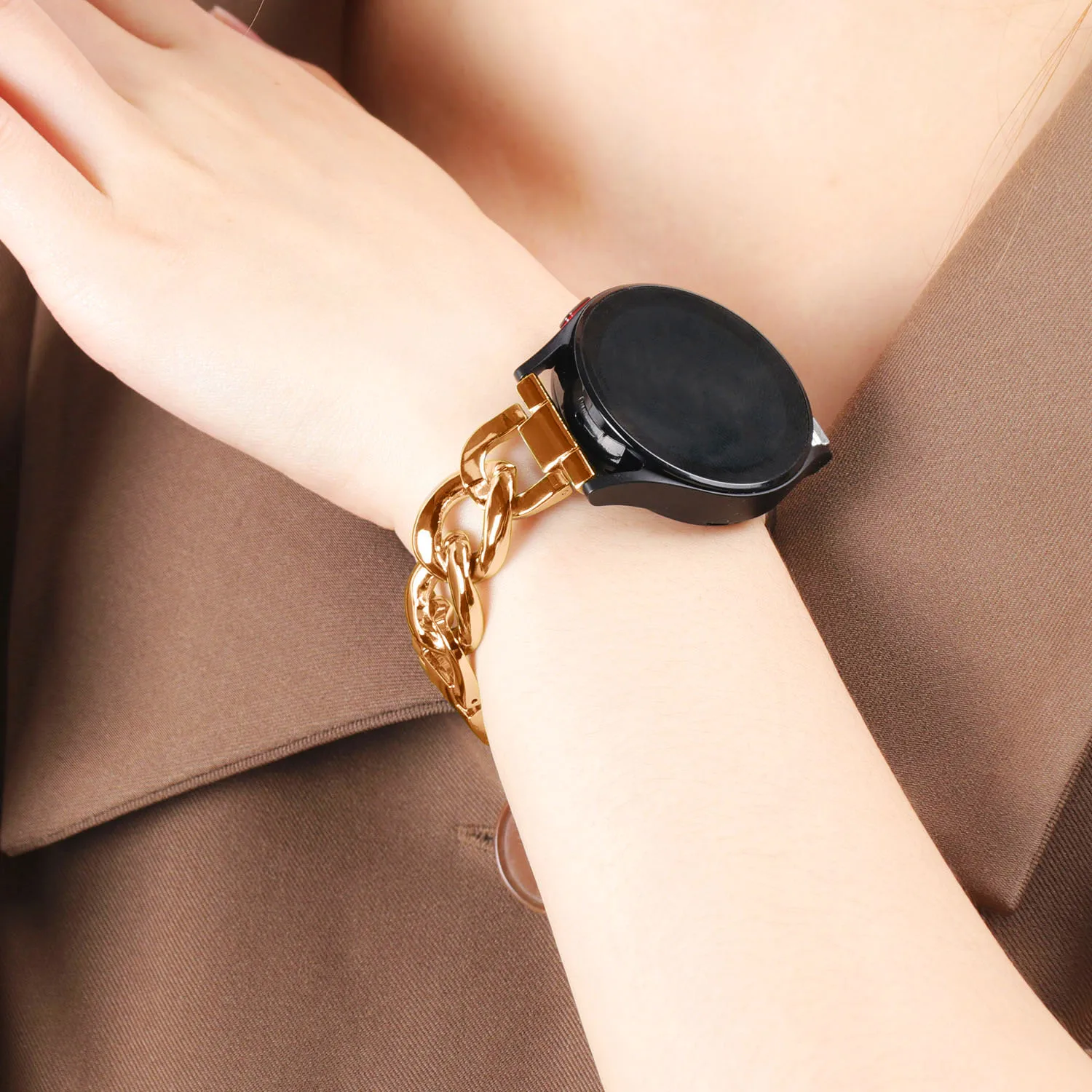 

Ремешок из нержавеющей стали для Samsung Galaxy Watch Active 2 3 Gear S2, браслет-цепочка для Huawei GT 2e 3 Amazfit Bip, 20 мм 22 мм