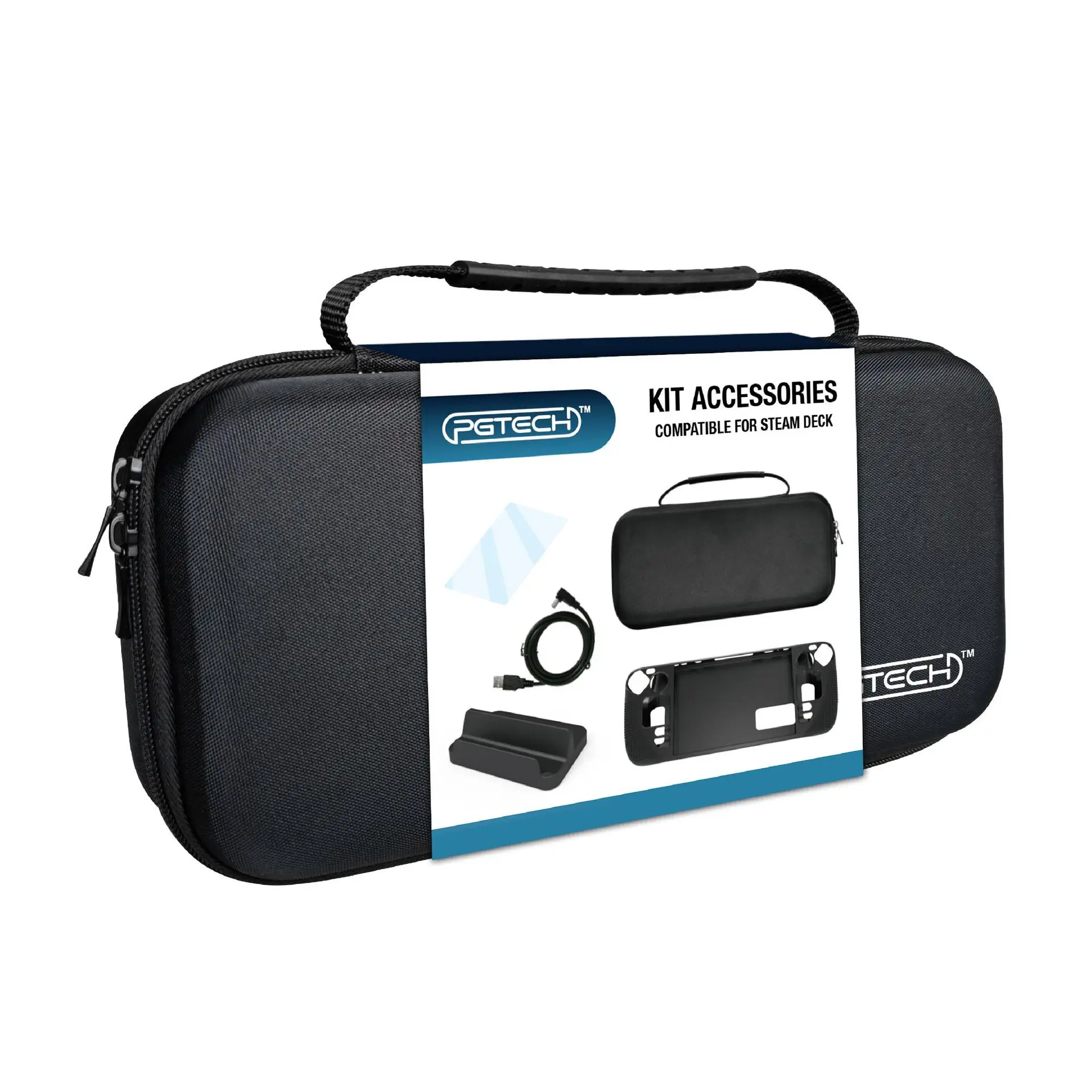 

Five-in-One SteamDeck Game Console Set GameAccessories Rubber Sleeve+TemperedFilm+Host Bracket+Charging Cable+StorageBag