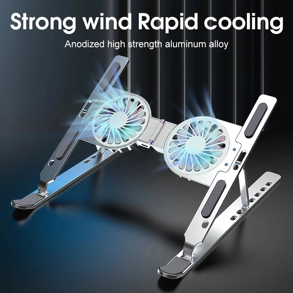 

Laptop Tablet Cooler with Bracket Strong Wind Rapid Cooling Fan Portable Computer Folding Holder For 17 Inches Gaming Notebook