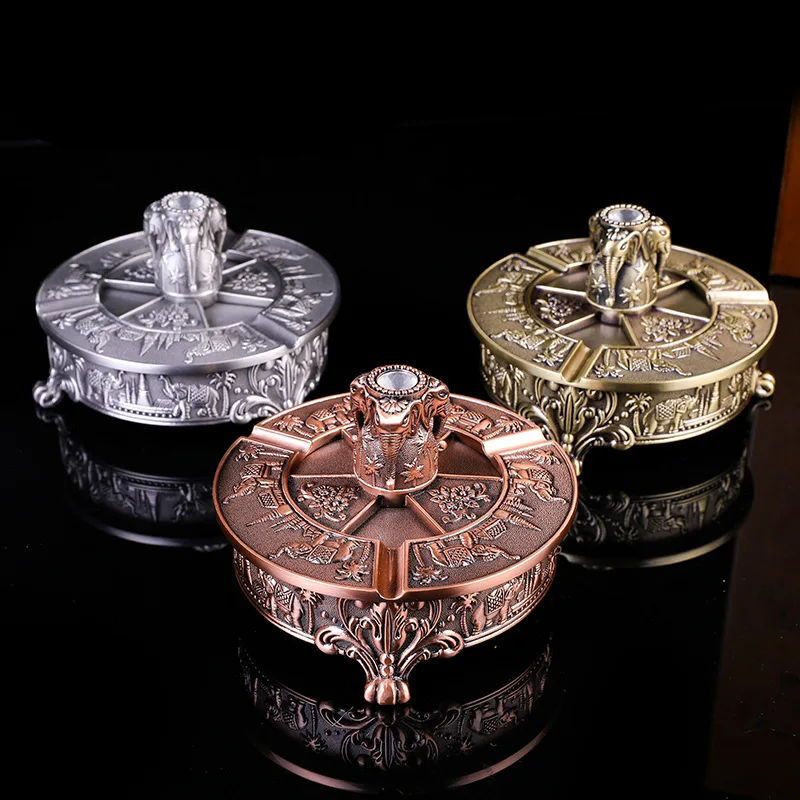 

Sunchamo European-style Retro Metal Crafts Elephant Creative Ashtray Home Decor Coffee Table Decoration Ornaments Boyfriend Gift