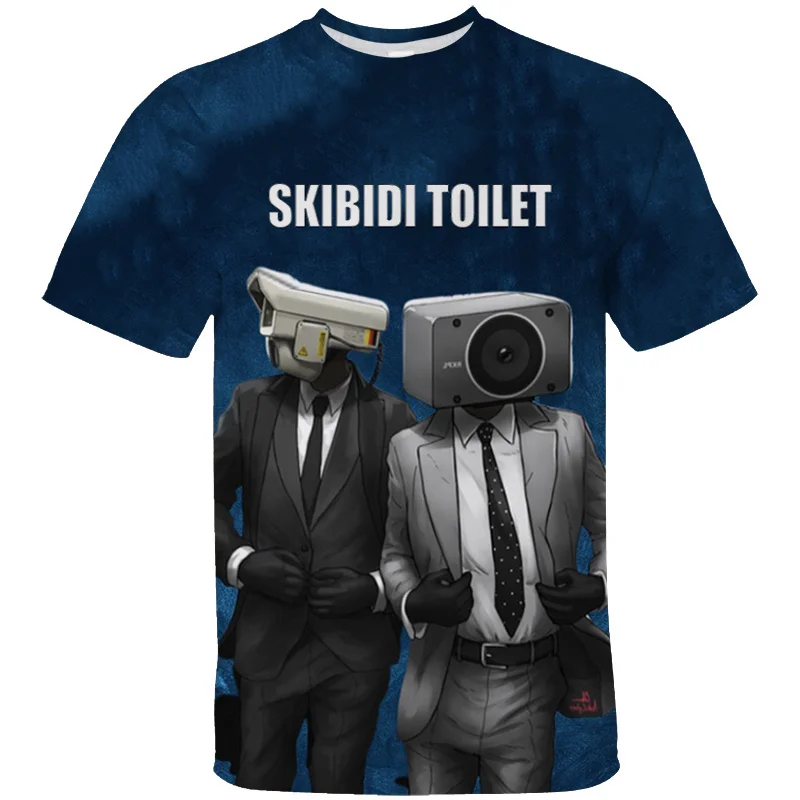 Фото Футболка Skibidi с 3D-принтом унитаза, мультяшная графическая камера, футболки для мужчин, детская модная уличная одежда с коротким рукавом, Топ №4